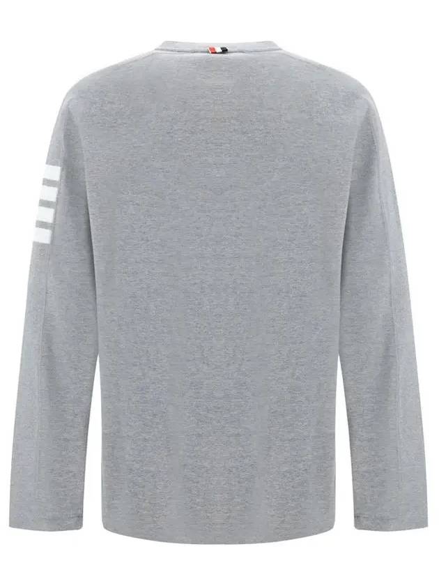 4-Bar Striped Cotton Long Sleeve T-Shirt Light Grey - THOM BROWNE - BALAAN 4