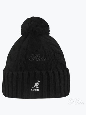 K4460SM Black Cable Knit Pom Beanie - KANGOL - BALAAN 1