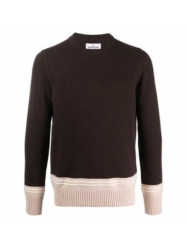 Back Embroidery Logo Wool Knit Top Brown - STONE ISLAND - BALAAN 1