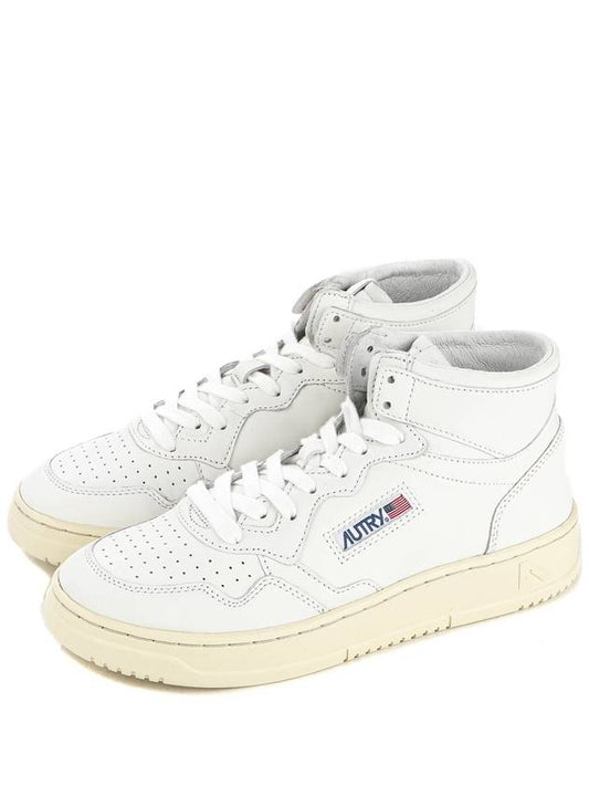 Men's Medalist Mid Goatskin High Top Sneakers White - AUTRY - BALAAN 2