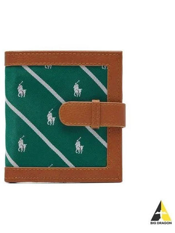 Silk Leather Wallet Green - POLO RALPH LAUREN - BALAAN 1