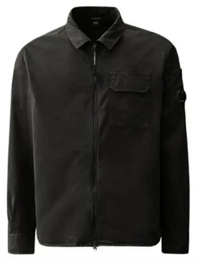 Gabardine Zip Up Long Sleeve Shirt Black - CP COMPANY - BALAAN 2