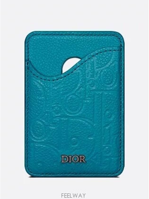 Saddle Magnetic Card Wallet Blue Dior Gravity Leather - DIOR - BALAAN 2