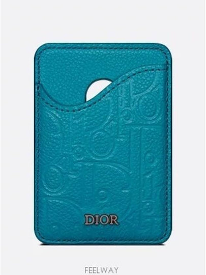 Saddle Magnetic Card Wallet Blue Dior Gravity Leather - DIOR - BALAAN 2