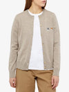 Double Fox Head Patch Round Neck Cardigan Beige Melange - MAISON KITSUNE - BALAAN 3