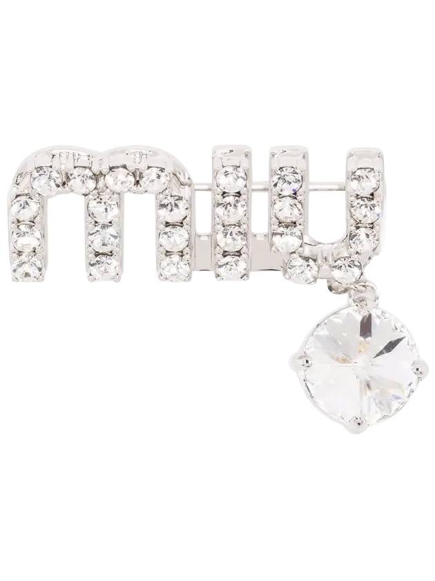 crystal logo brooch silver - MIU MIU - BALAAN 1