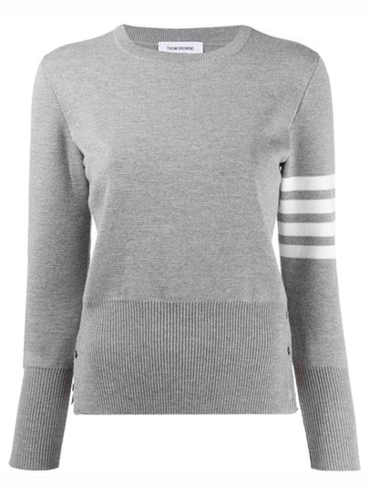 4-Bar Milano Stitch Crew Neck Knit Top Light Grey - THOM BROWNE - BALAAN 2