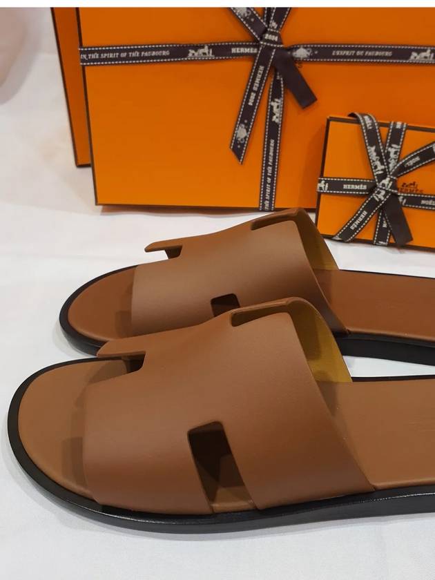 Izmir Leather Slippers Gold - HERMES - BALAAN 3