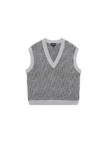 Men s Miro V neck Knit Vest Dark Gray - EMPORIO ARMANI - BALAAN 1