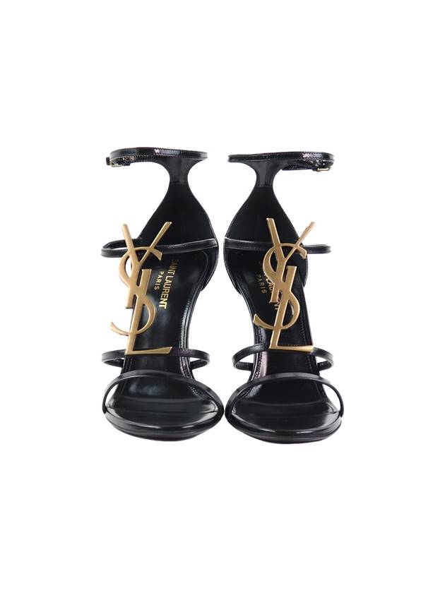 Women's Cassandra Logo Sandals Heel Black - SAINT LAURENT - BALAAN.