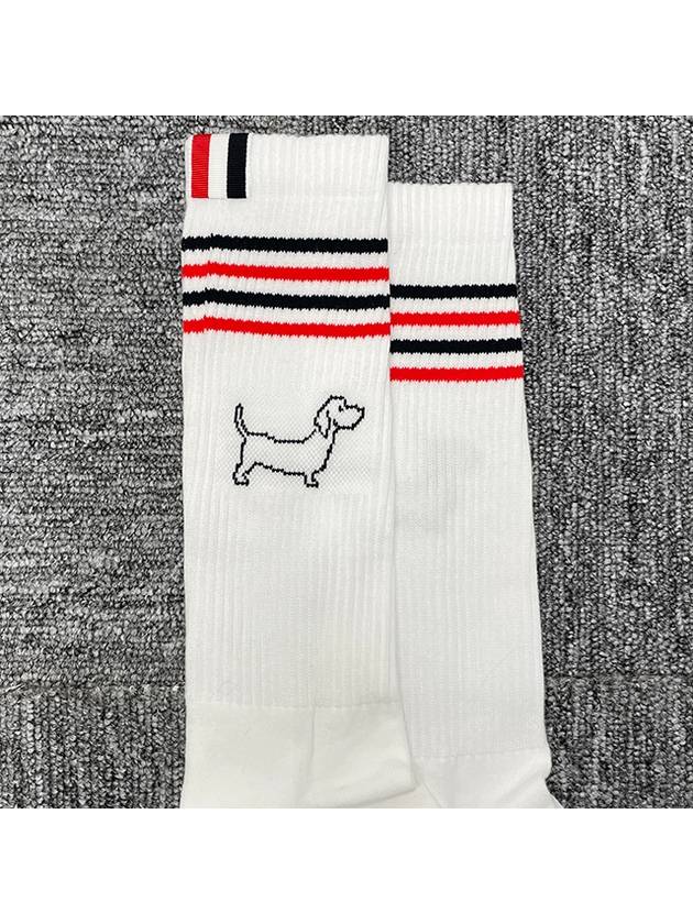 Intarsia Knit Ankle Socks White - THOM BROWNE - BALAAN 5