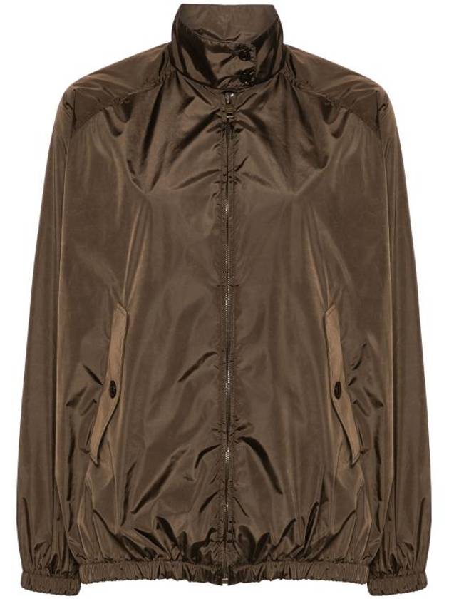 Enamel triangle logo lightweight jacket brown - PRADA - BALAAN 1