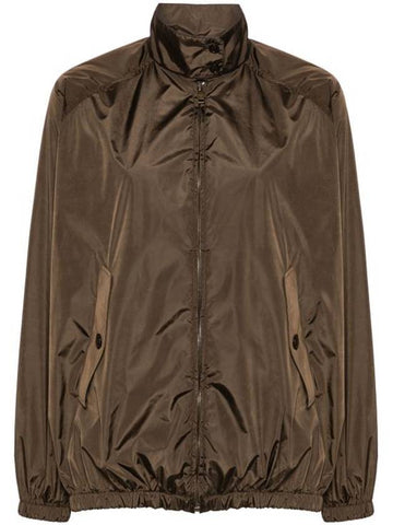 Enamel triangle logo lightweight jacket brown - PRADA - BALAAN 1