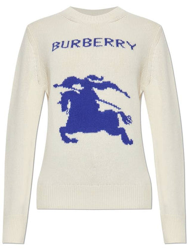 Burberry Sweater With Logo, Women's, Cream - BURBERRY - BALAAN 1