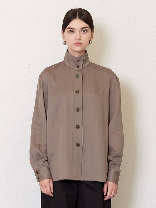 Tencel Open Collar Long Sleeve Shirt Khaki - JUN BY JUN K - BALAAN 2