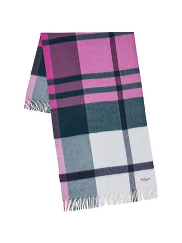 Large Checked Merino Wool Scarf - MULBERRY - BALAAN 1