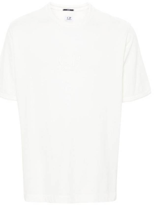 Tacting Piquet Logo Short Sleeve T-Shirt White - CP COMPANY - BALAAN 1