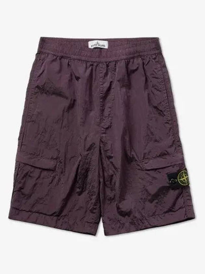 Men's Wappen Patch Nylon Shorts Dark Burgundy - STONE ISLAND - BALAAN 2