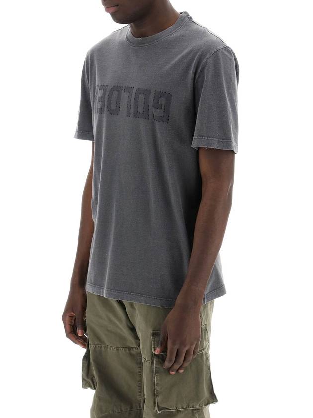 Golden Lettering Cotton Short Sleeve T-Shirt Grey - GOLDEN GOOSE - BALAAN 5