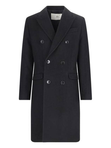 Wool Double Coat Black - AMI - BALAAN 1