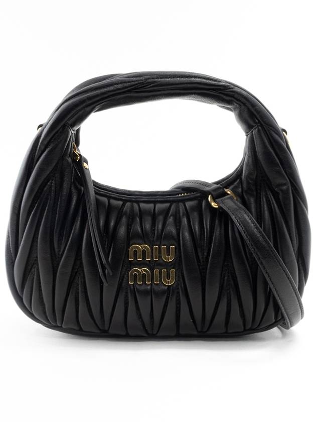 Wander Matelasse Nappa Leather Hobo Mini Bag Black - MIU MIU - BALAAN 2