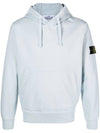 Logo Patch Cotton Fleece Hoodie Light Blue - STONE ISLAND - BALAAN 1