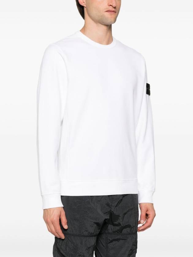 Wappen Patch Crew Neck Cotton Sweatshirt White - STONE ISLAND - BALAAN 5