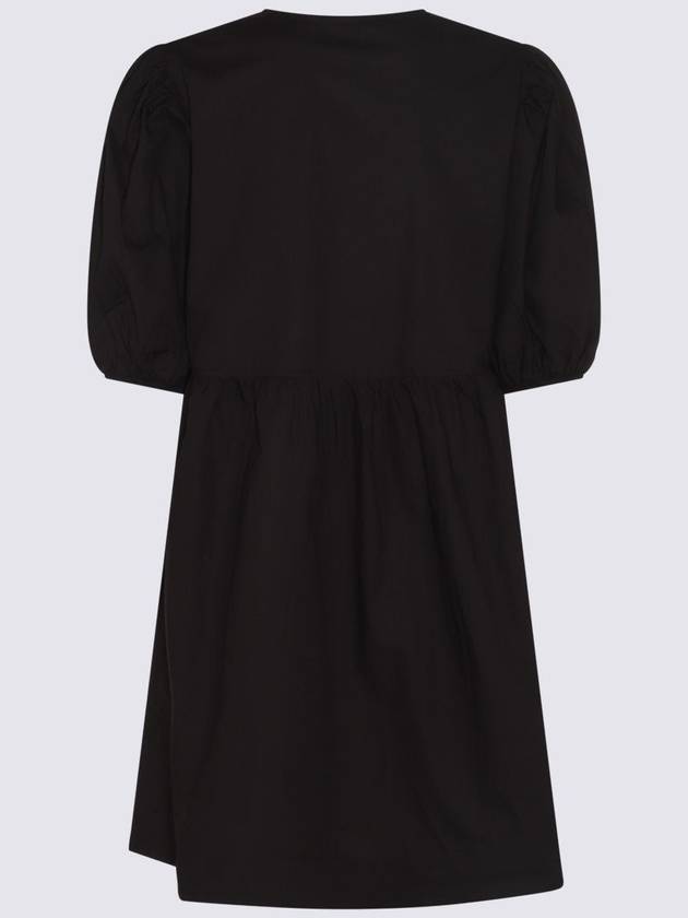 Poplin Tie String Cotton Short Dress Black - GANNI - BALAAN 3