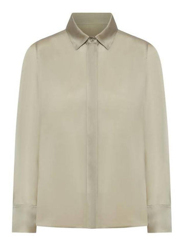 Nola Silk Organza Long Sleeve Shirt Khaki - MAX MARA - BALAAN 1