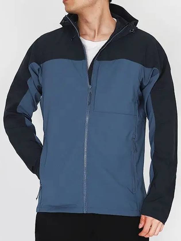 Men's Abisco Midsummer Hooded Zip-Up Jacket Indigo Blue Dark Navy - FJALL RAVEN - BALAAN 2