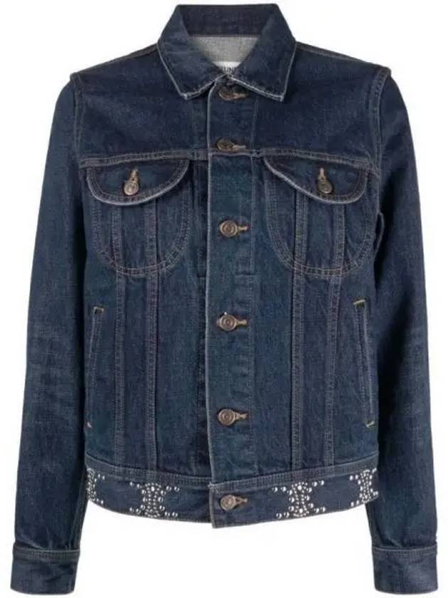 Trucker Cotton Denim Jacket Navy - CELINE - BALAAN 2