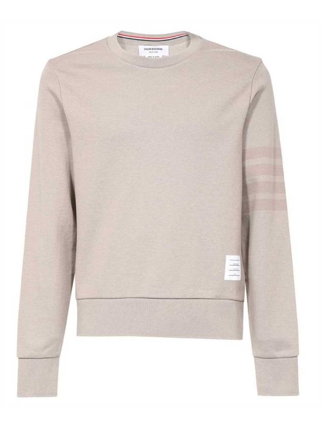 Classic Loopback Tonal 4 Bar Crewneck Knit Top Beige - THOM BROWNE - BALAAN 1