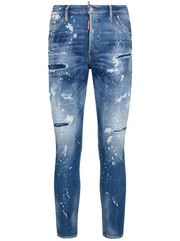 Paint Stretch Cotton Jeans Blue - DSQUARED2 - BALAAN 2