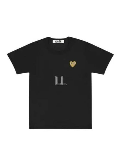 Small Gold Heart Wappen Short Sleeve T-Shirt Black P1 T216 1 - COMME DES GARCONS - BALAAN 2