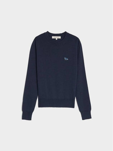 Women's Baby Fox Patch Regular Knit Top Deep Navy - MAISON KITSUNE - BALAAN 1