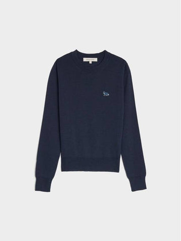 Women's Baby Fox Patch Regular Knit Top Deep Navy - MAISON KITSUNE - BALAAN 1