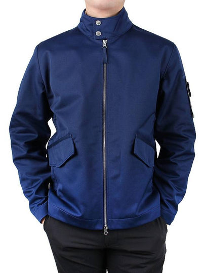 Wappen Patch Workwear Gabardine Biker Jacket Navy - STONE ISLAND - BALAAN 2