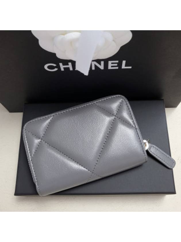 19 Zipper card wallet lambskin gray silver AP0949 - CHANEL - BALAAN 3