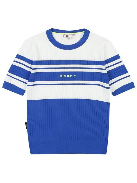 striped ribbed three-quarter sweater OF2704LABLUE - ONOFF - BALAAN 2