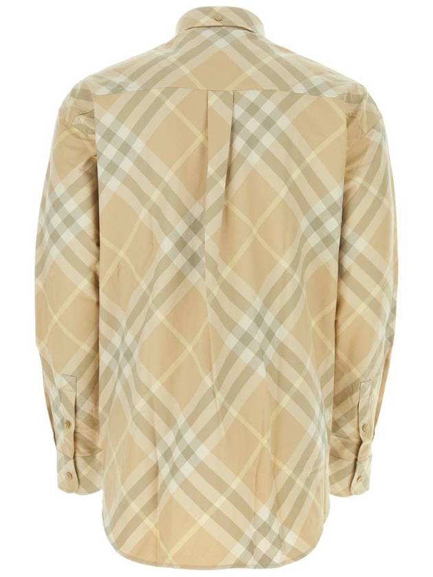 Check Cotton Long Sleeve Shirt Beige - BURBERRY - BALAAN 3