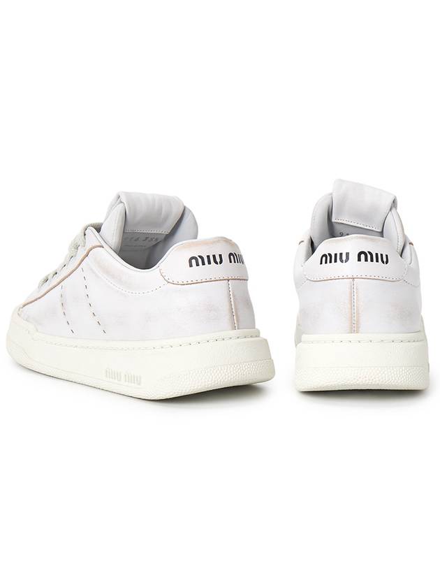 Bleached Leather Low Top Sneakers White - MIU MIU - BALAAN 7