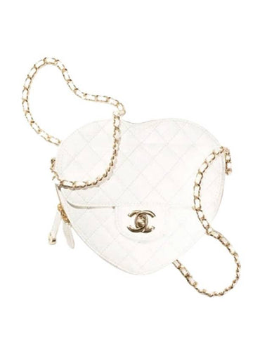 CC logo gold lambskin chain heart cross bag white - CHANEL - BALAAN 1