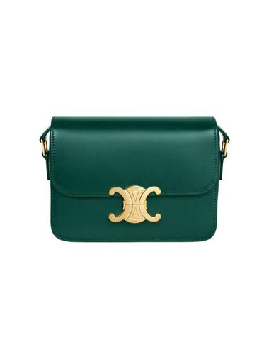 Teen Triomphe Shiny Calfskin Cross Bag Racing Green - CELINE - BALAAN 1