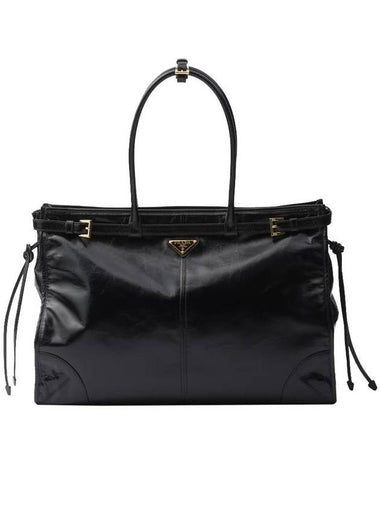 Large Leather Tote Bag Black - PRADA - BALAAN 1