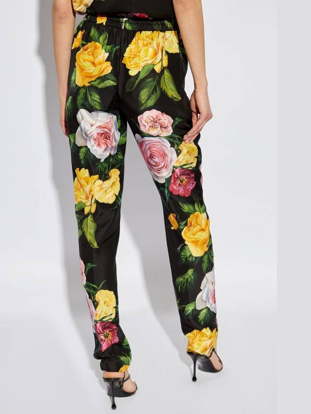 Dolce & Gabbana Silk Trousers With Floral Motif, Women's, Multicolour - DOLCE&GABBANA - BALAAN 4