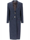 Solid Shetland Wide Lapel Single Coat Blue - THOM BROWNE - BALAAN 1