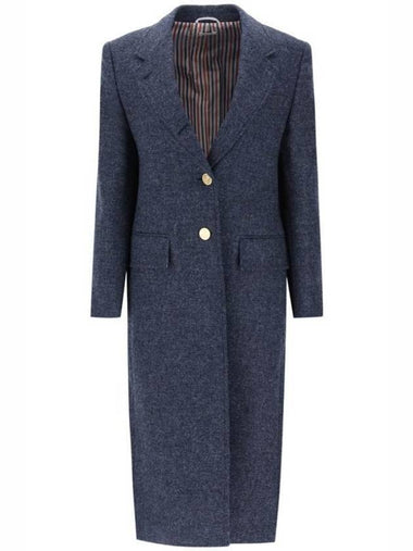 Solid Shetland Wide Lapel Single Coat Blue - THOM BROWNE - BALAAN 1