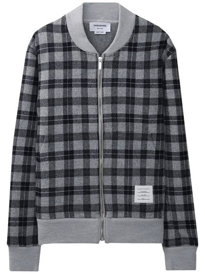 Men's Double Face Tartan Wool Bomber Jacket Grey - THOM BROWNE - BALAAN 2