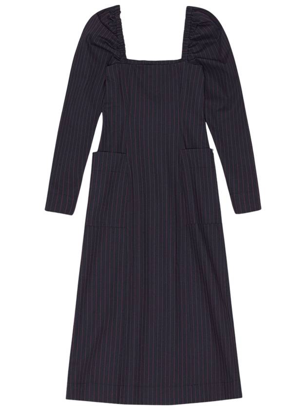 Stretch Striped Fitted Midi Dress Black - GANNI - BALAAN 3