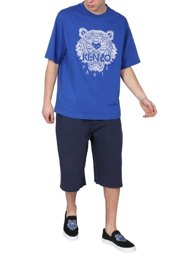 Cross Logo Cotton Shorts Midnight Blue - KENZO - BALAAN 3